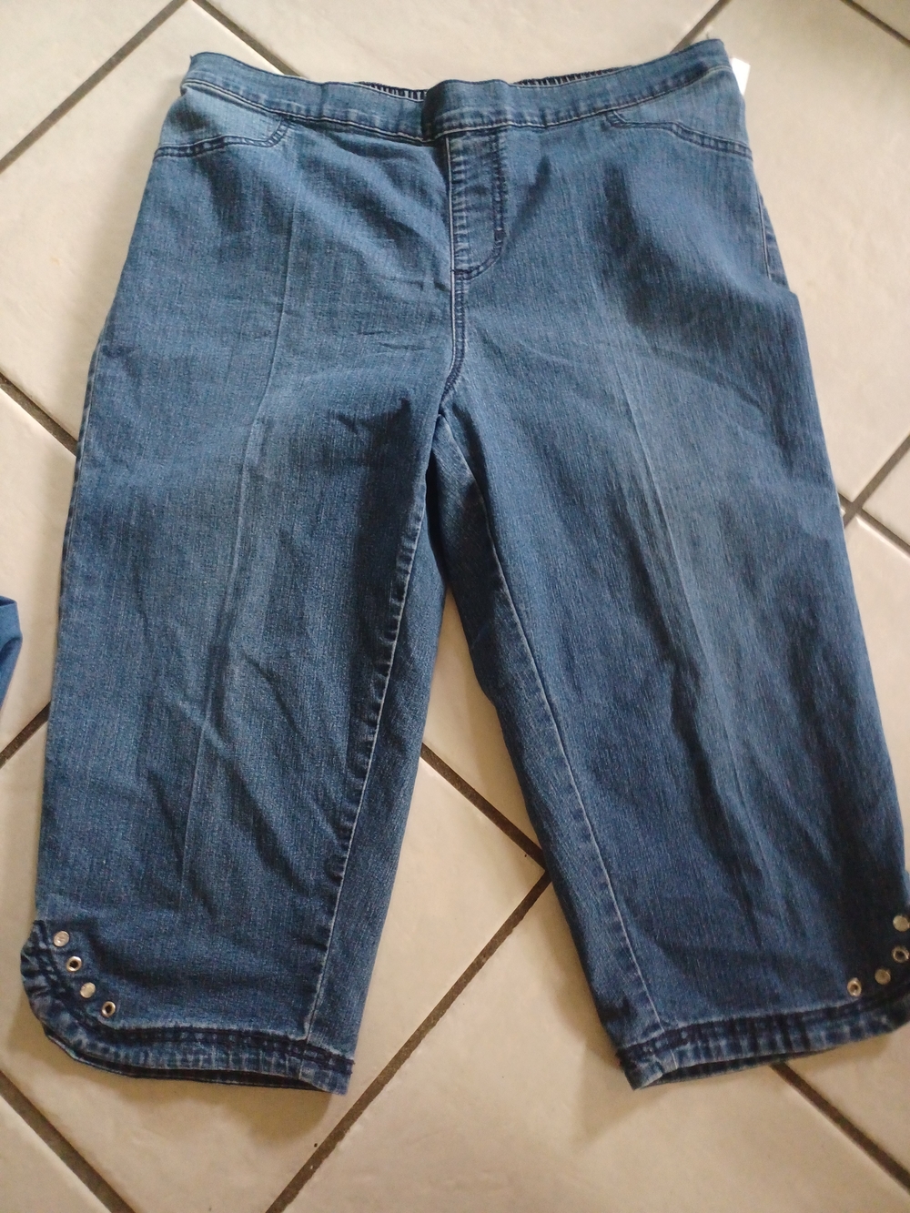Catherines Dark Blue Cropped Capris with Hem Grommet Detail
